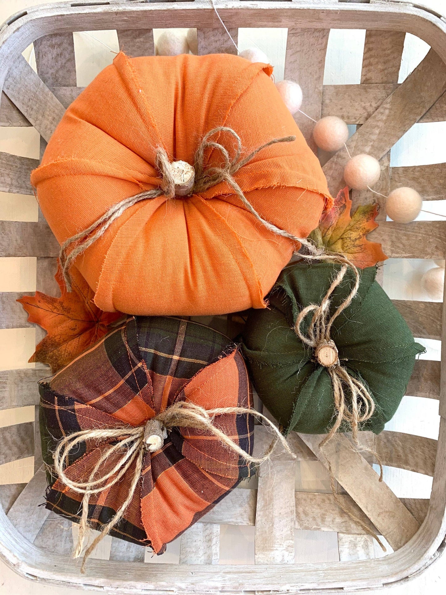 Rustic Plaid Fabric Pumpkin