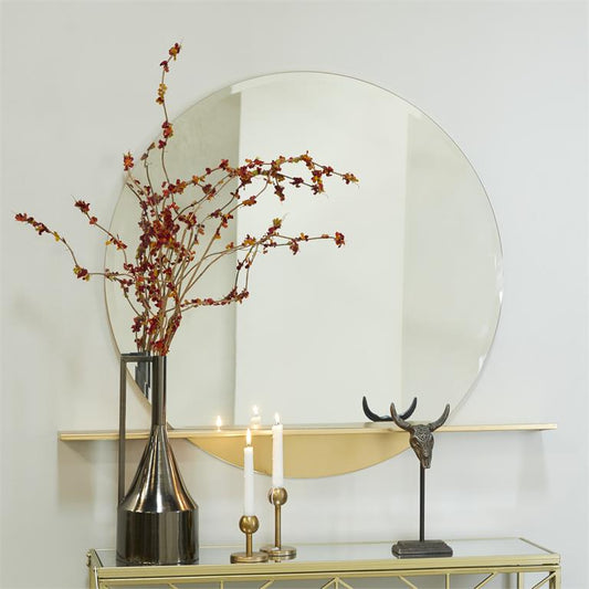 GOLD METAL 1 SHELF WALL MIRROR