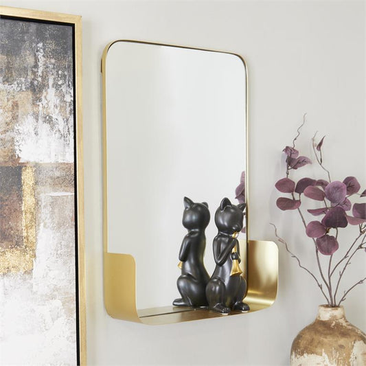 GOLD METAL 1 SHELF WALL MIRROR