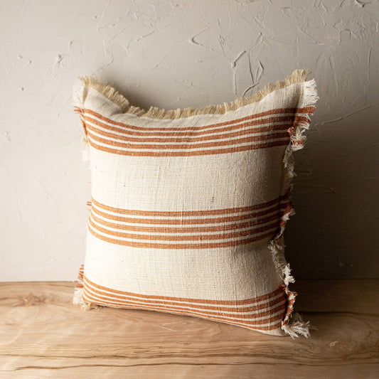 Edaline 18x18 Terracotta Striped Throw Pillow Fall Decor