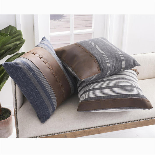 Assorted 20 Inch Square Pillow w Leather