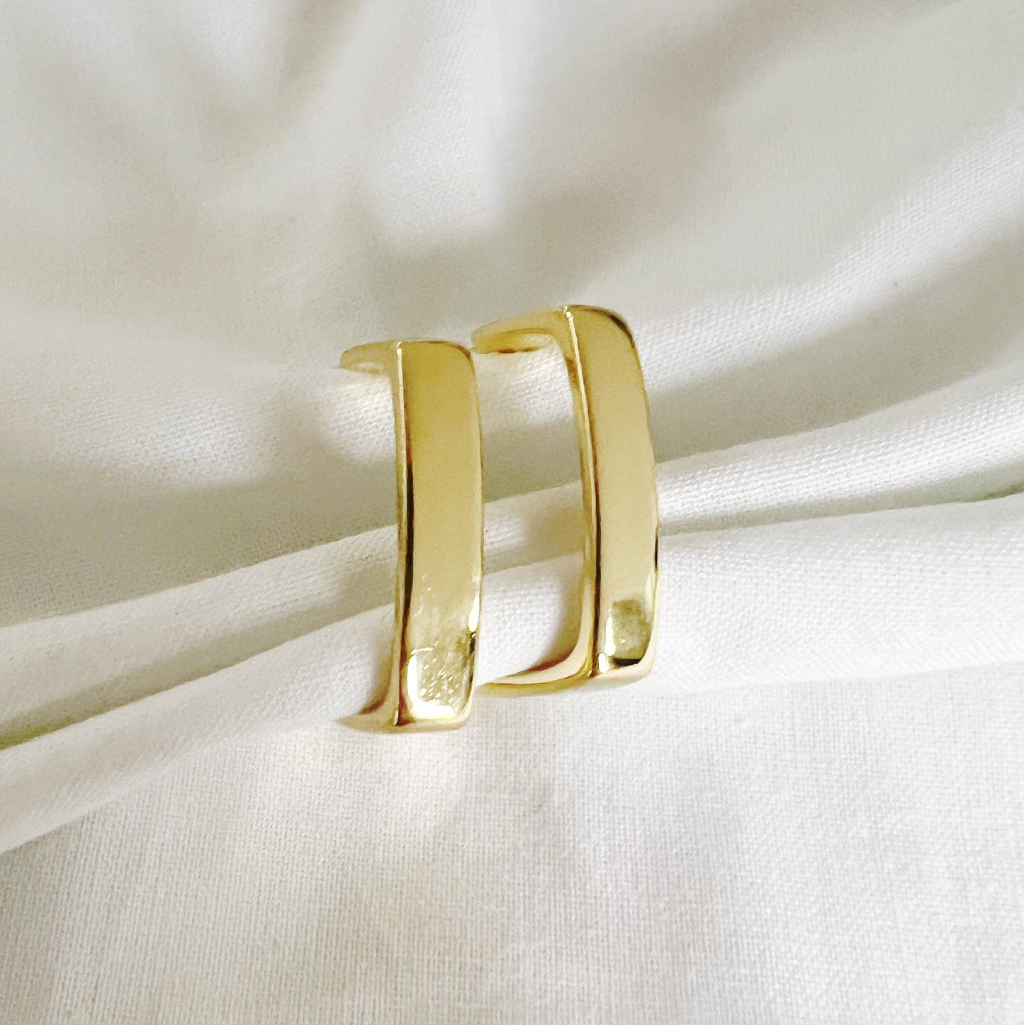 Aries Geometric Square Gold Filled Hoops Earrings