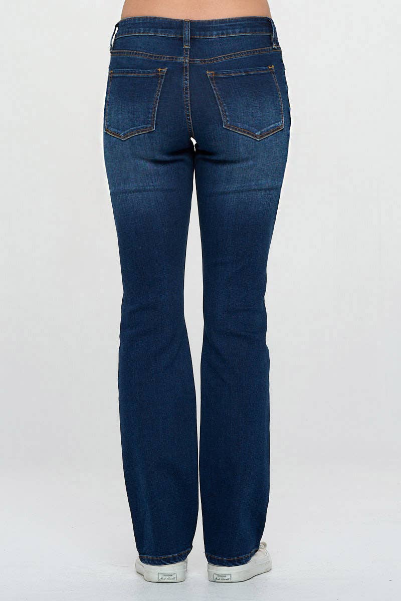 Dark Wash - Mid Rise Classic Boot Cut Jeans