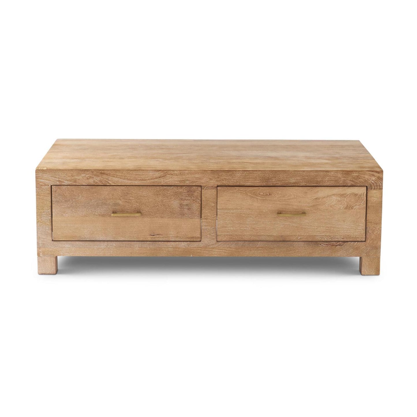 55 Inch Light Mango Wood Coffee Table w 4 Drawers