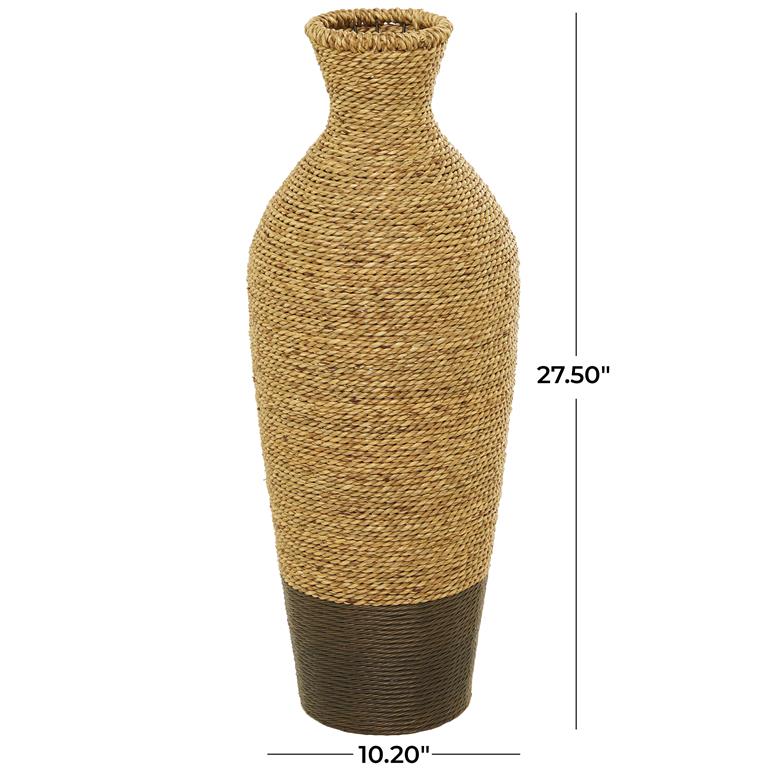 Brown Seagrass Handmade Tall Woven Floor Vase, 10" x 10" x 28"