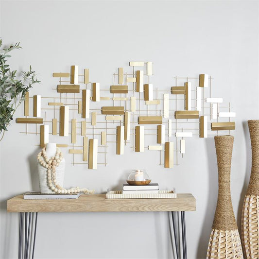 GOLD METAL GEOMETRIC 3D STRIPES WALL DECOR