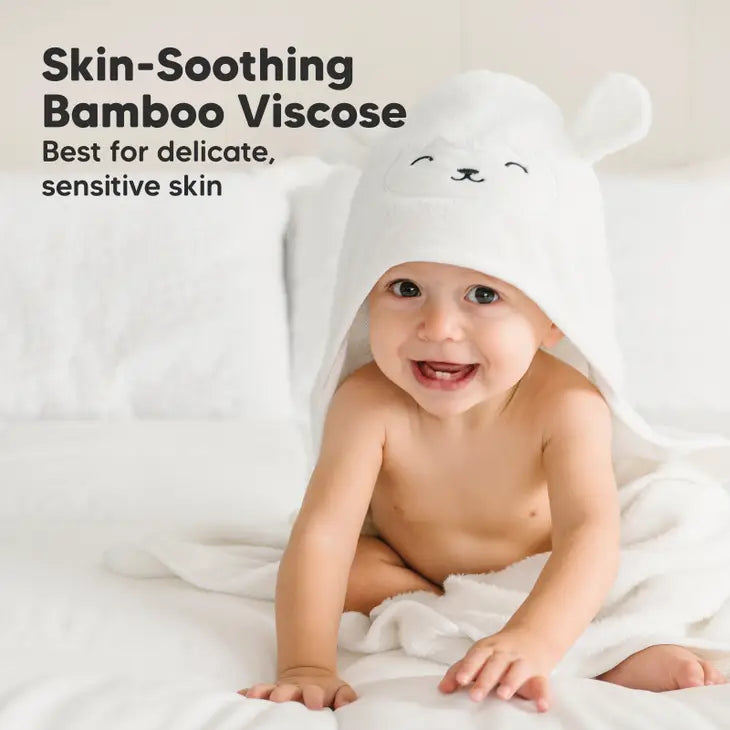 Cuddle Organic Bamboo Baby Hooded Towel, Lamb