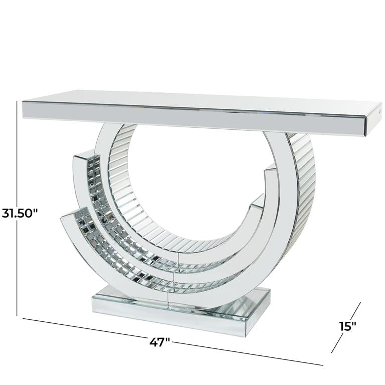 Silver Wood Mirrored Console Table