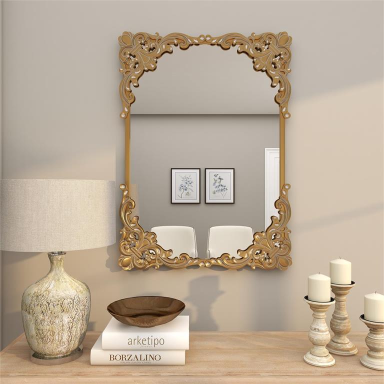 Wood and Metal frame mirror gold, 30"w 41"h