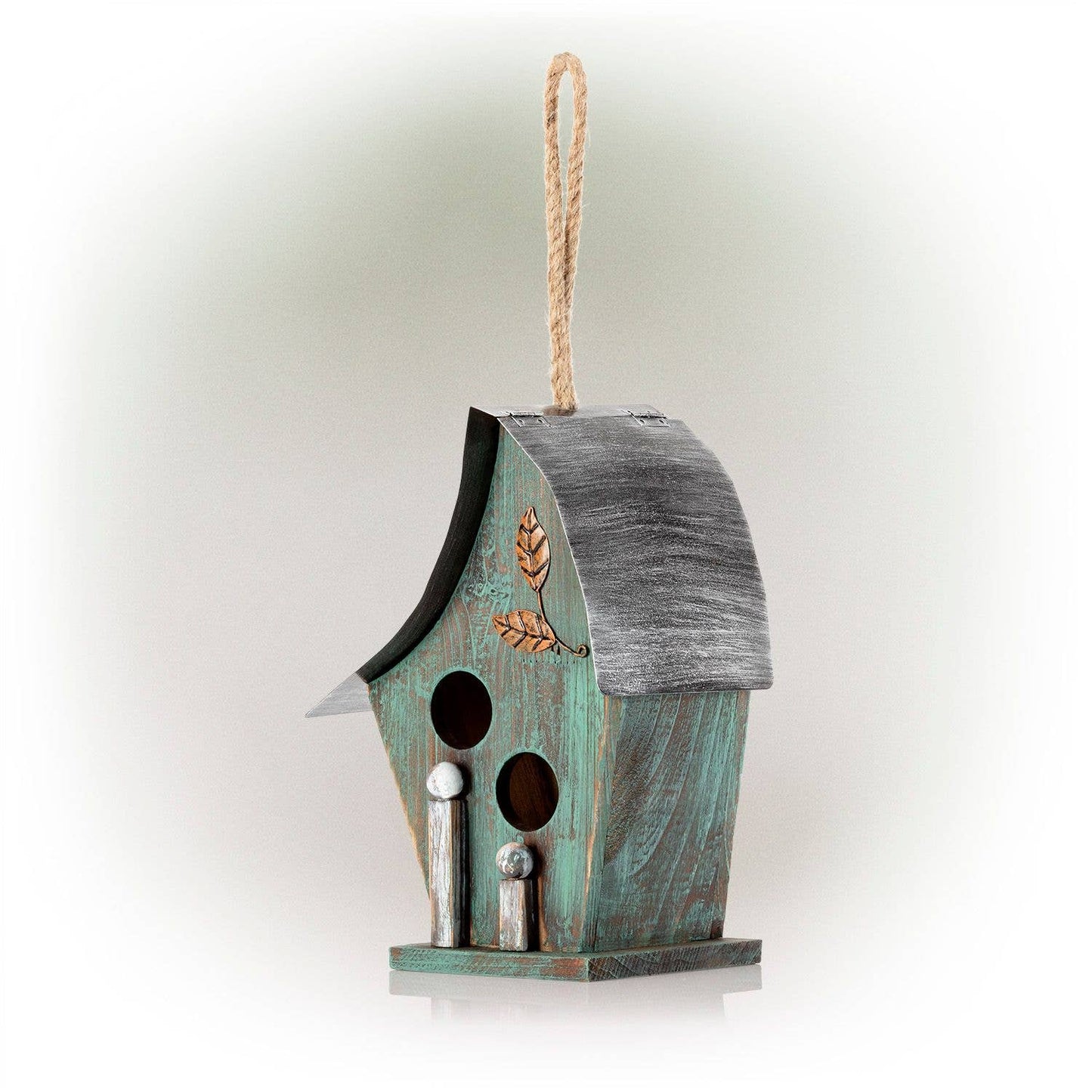 Turquoise Artful Wooden Birdhouse