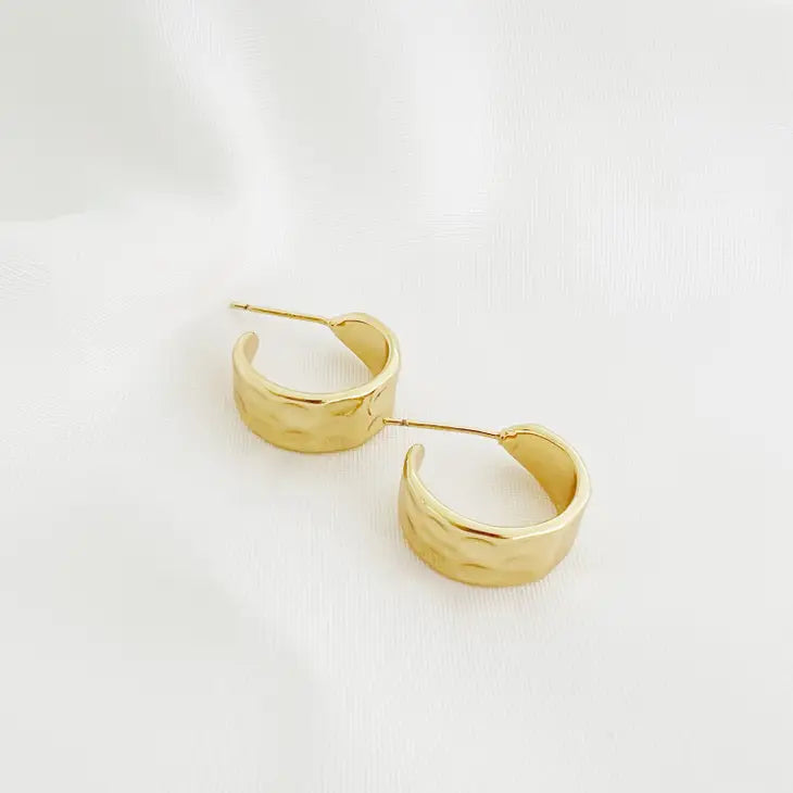 Hammered Hoops Earings Gold Filled