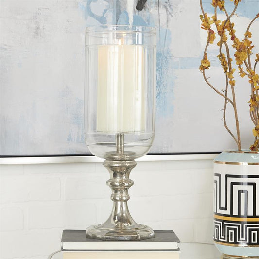 Aluminum Glass Hurricane Candle Holder