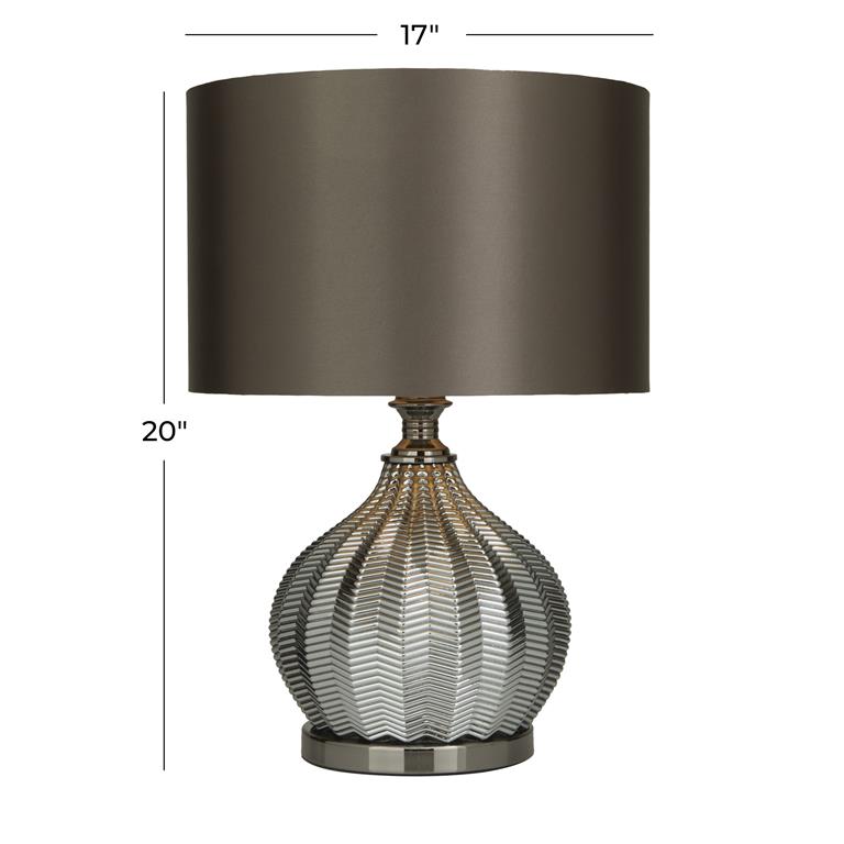 Glass Metal Lamp Silver/Gray Shade