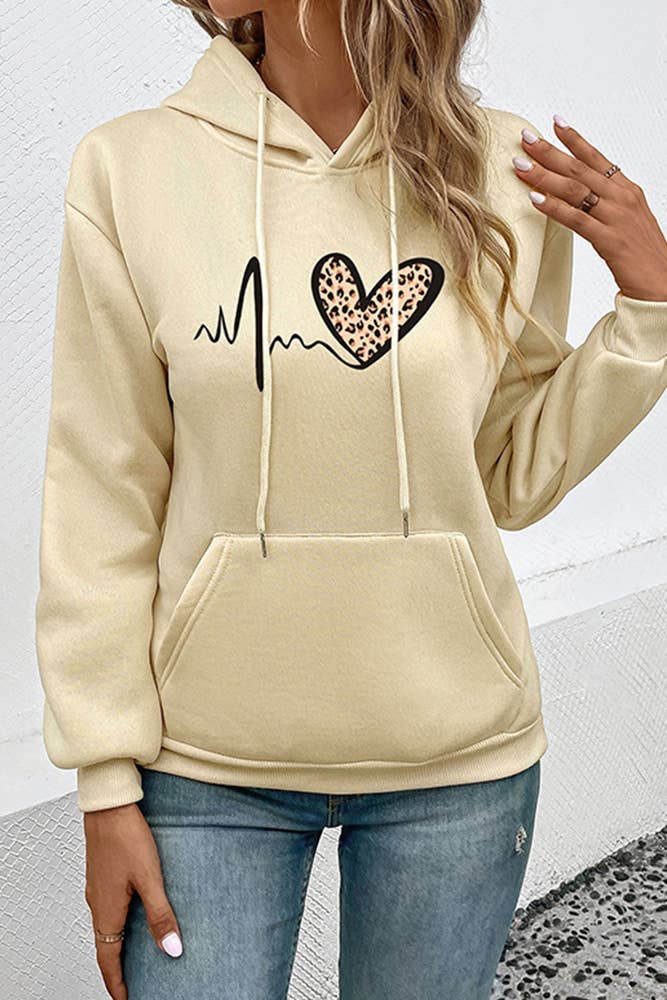 Valentine Leopard Heart Print Sweatshirt Hoodies