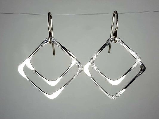 Sterling Silver Earrings Multiple Squares