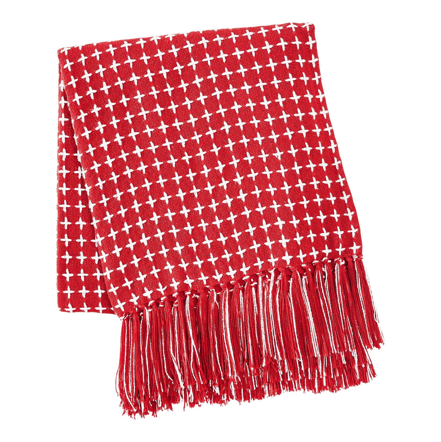 Gallen Red White Woven Throw 50x60