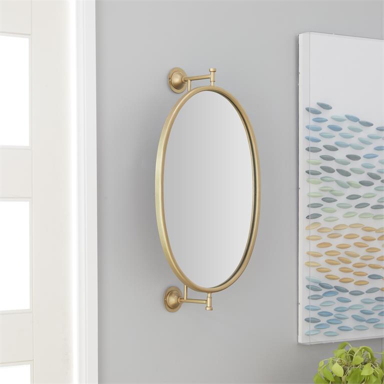 GOLD WOOD OVAL SHAPED WALL MIRROR