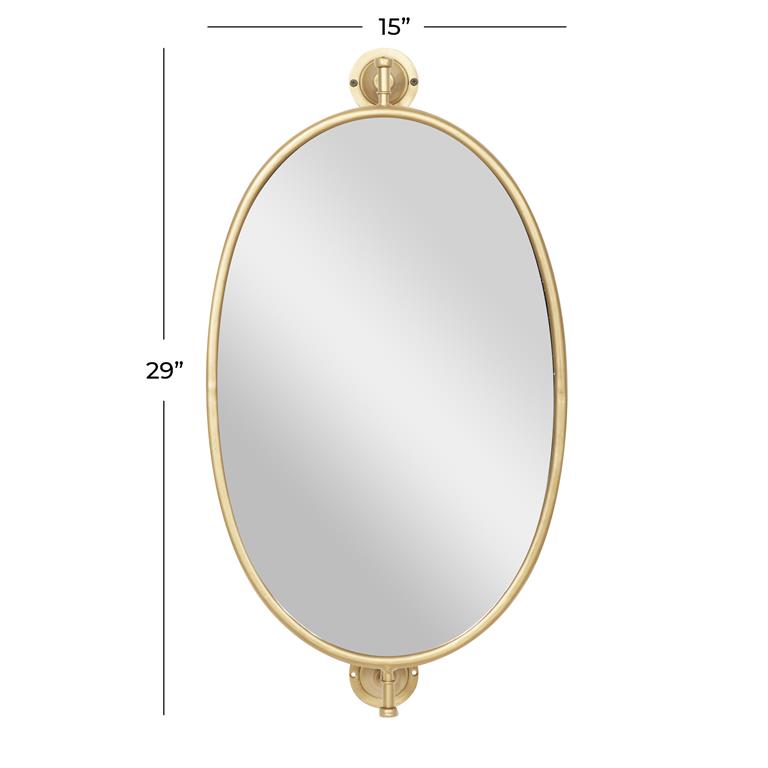 GOLD WOOD OVAL SHAPED WALL MIRROR