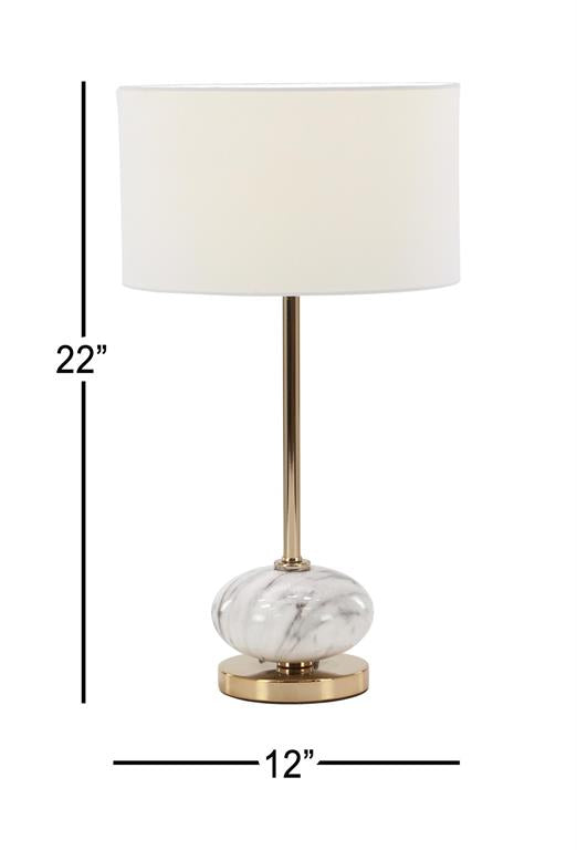 Metal Ceramic Buffet Lamp/Off White Shade