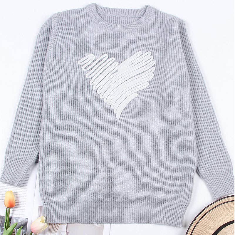 Cute Love Heart Graphic Valentine Knit Pullover Sweater