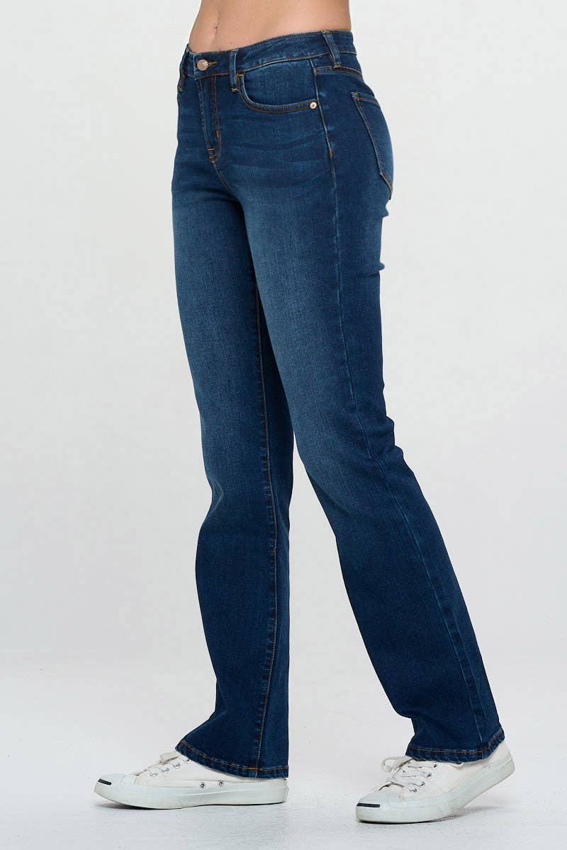 Dark Wash - Mid Rise Classic Boot Cut Jeans