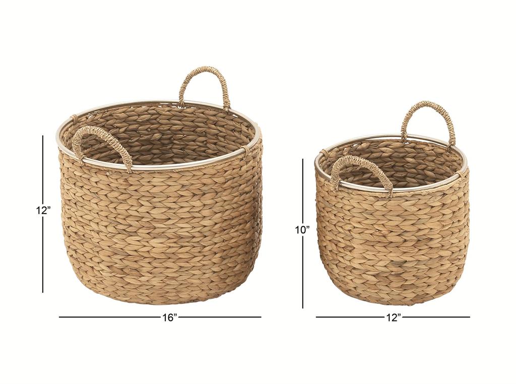 Light Brown Seagrass Handmade Storage Basket with Handles