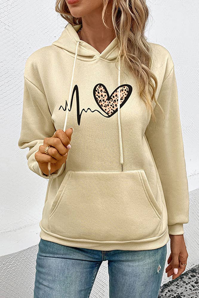 Valentine Leopard Heart Print Sweatshirt Hoodies