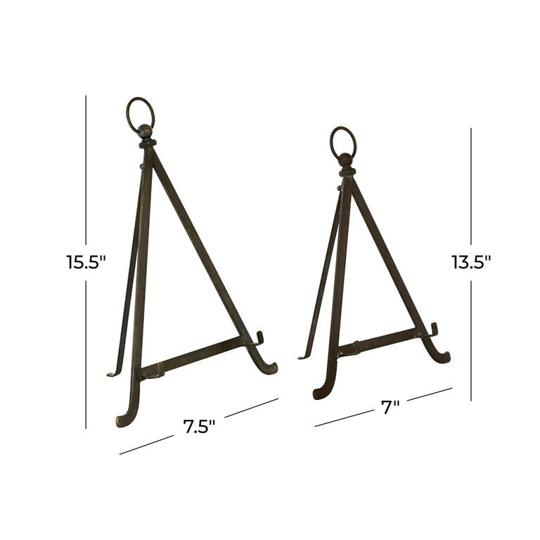 BRONZE METAL DISPLAY EASEL WITH FOLDABLE STAND