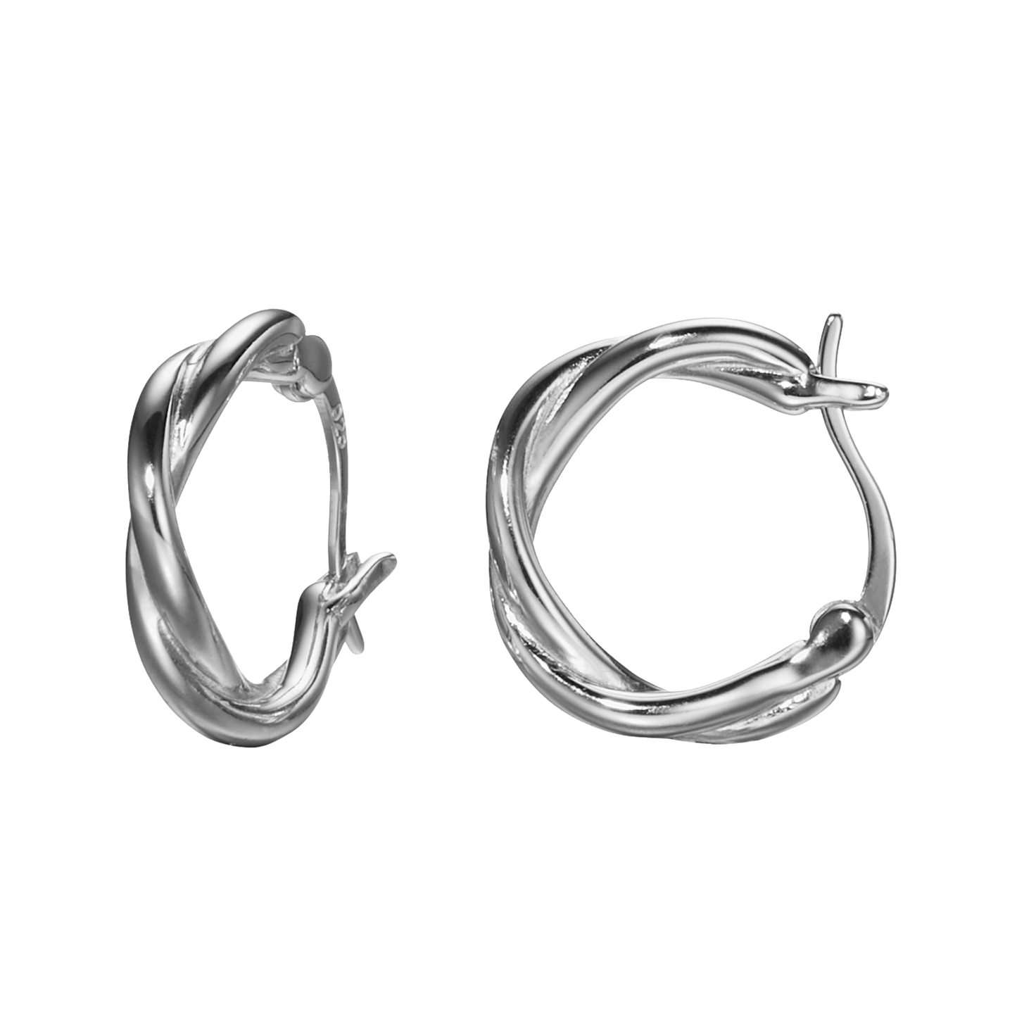 Twisted Spiral Infinity Hoop Earrings in 925 Sterling Silver