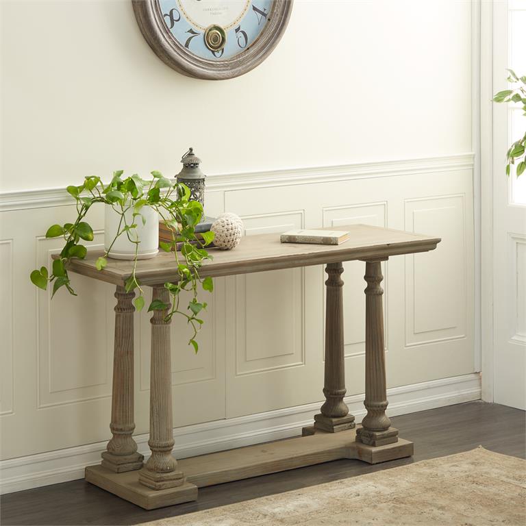 Wood Console Table - Distressed Grey