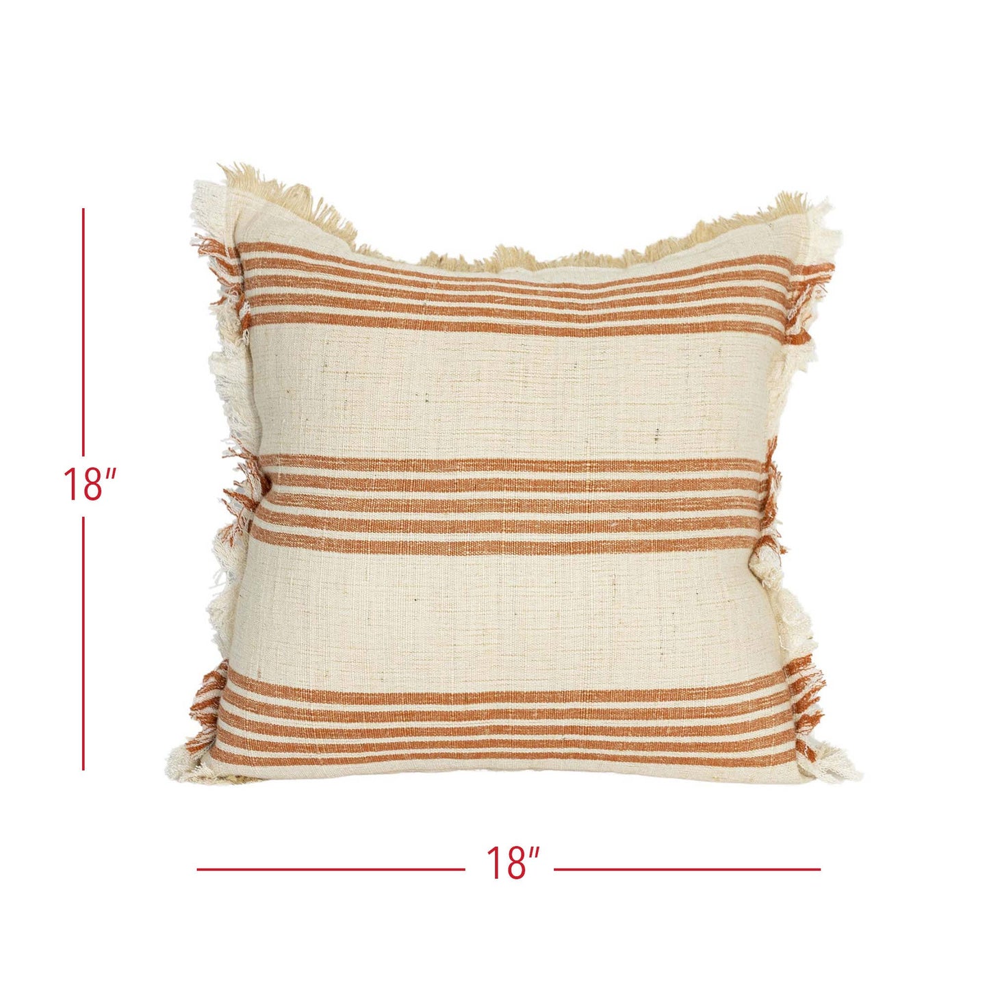 Edaline 18x18 Terracotta Striped Throw Pillow Fall Decor