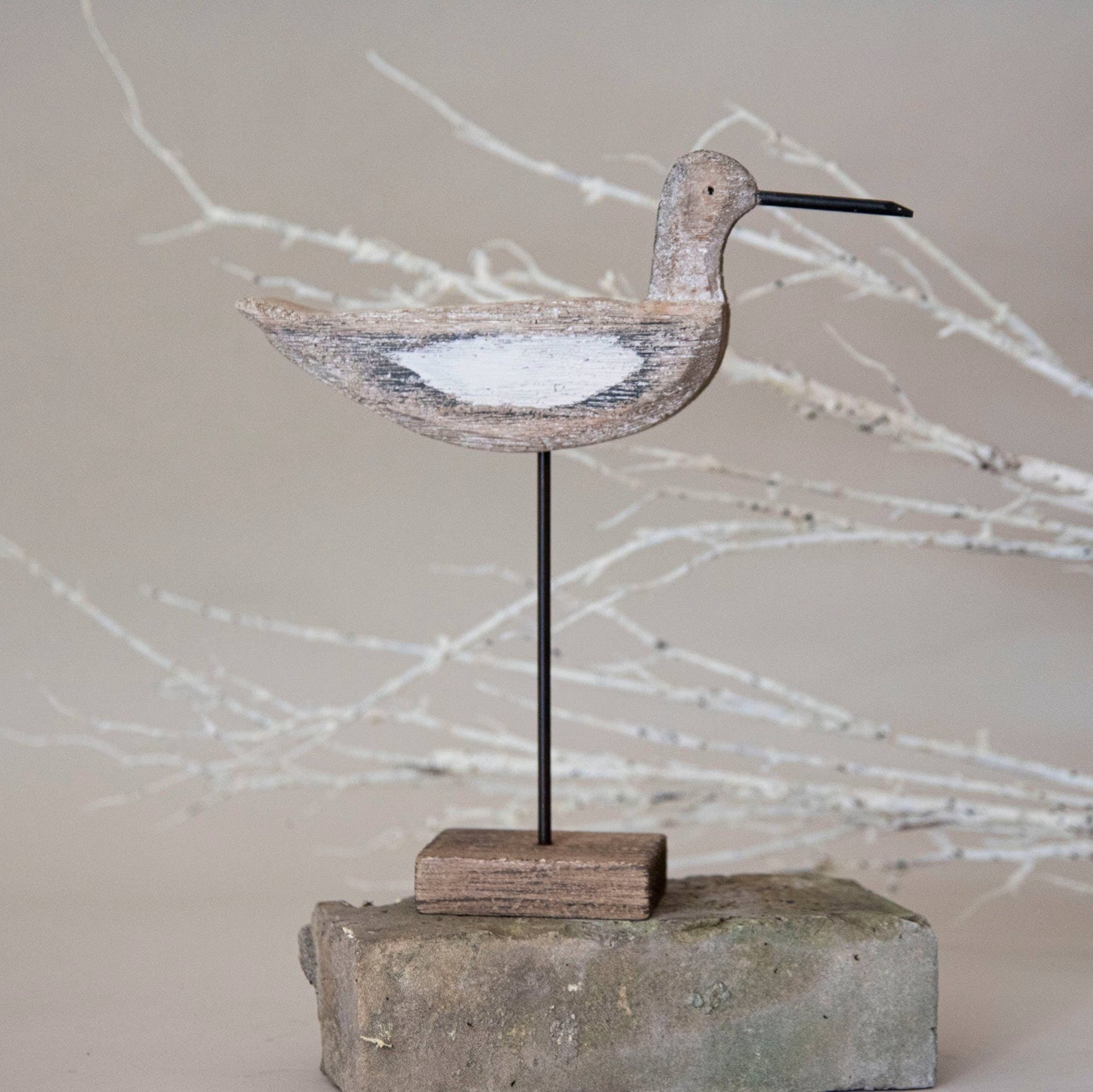 Rustic Driftwood Bird Wood Sculpture Tabletop Décor