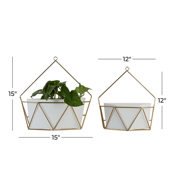 WHITE METAL CONTEMPORARY PLANTER