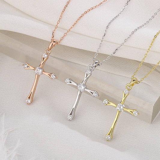 Dainty Cross Charm Pendant Necklace in 925 Sterling Silver