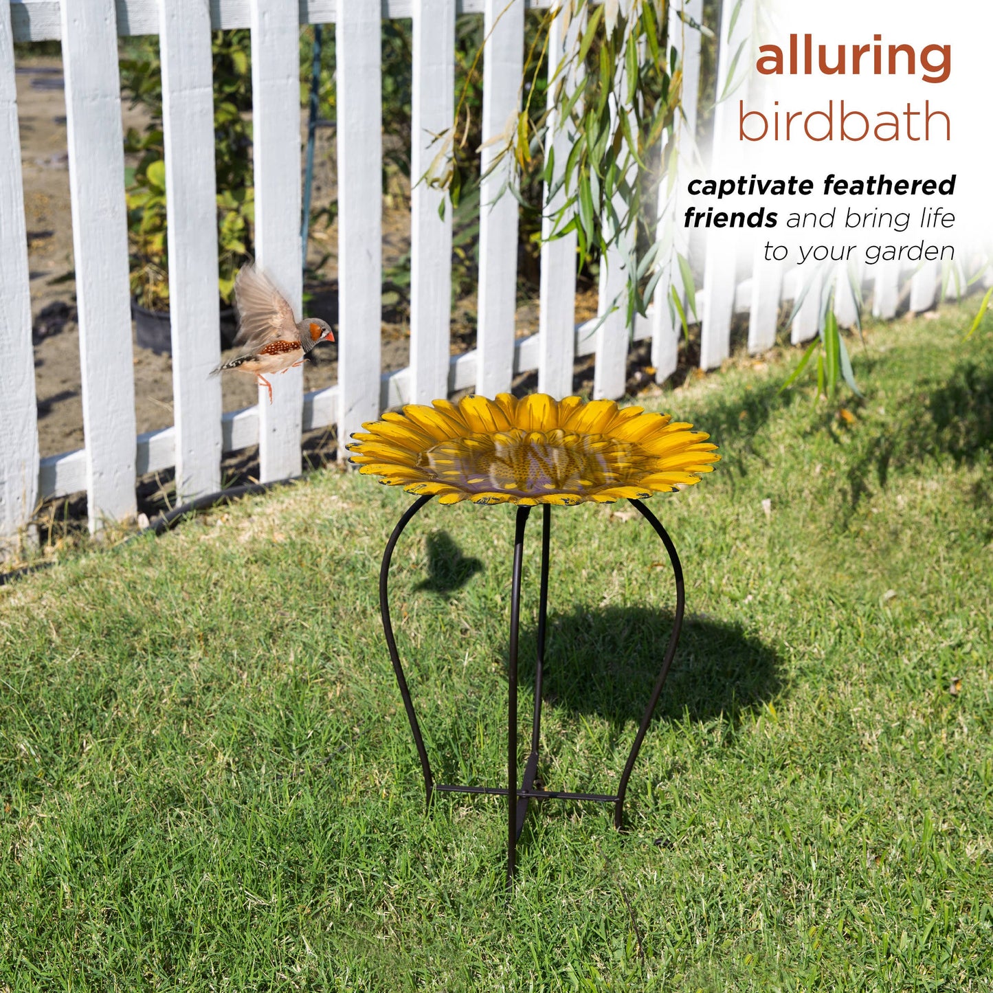 Embossed Metal Sunflower Birdbath