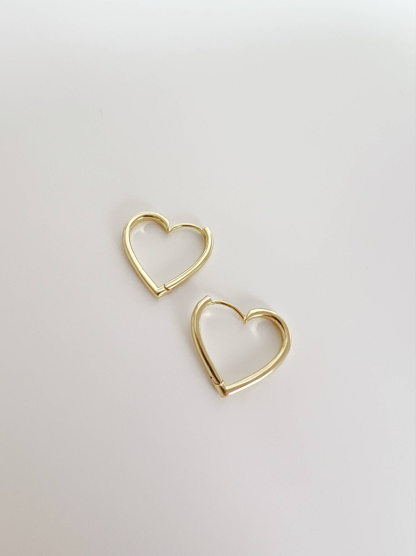 Love Heart Hoops Earrings Gold Filled