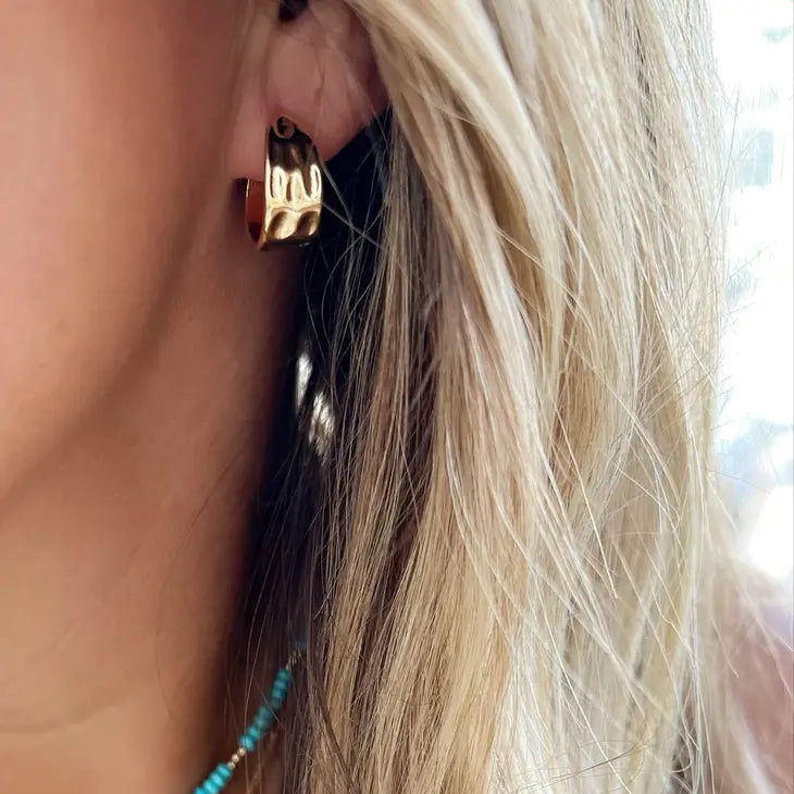 Hammered Hoops Earings Gold Filled