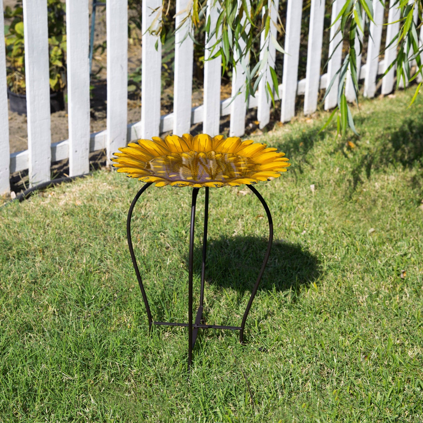 Embossed Metal Sunflower Birdbath