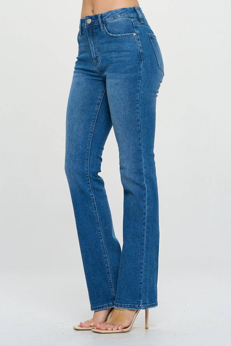 Medium Wash - Mid Rise Classic Boot Cut Jeans