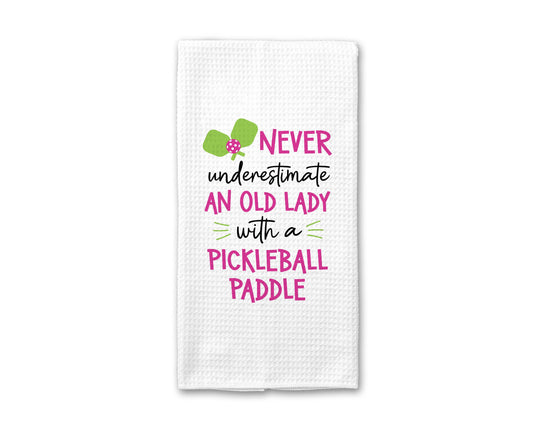 Old Lady Pickleball Pink Towel, Funny Sport Kitchen Decor