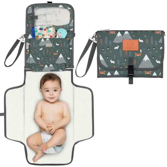 Ezee Portable Diaper Changing Pad, Foldable Changing Mat, Woods
