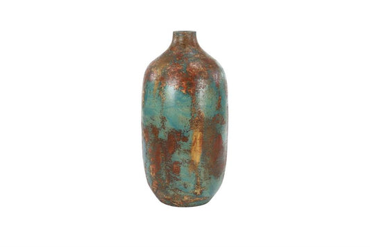 Rustic Teal and Gold Vase