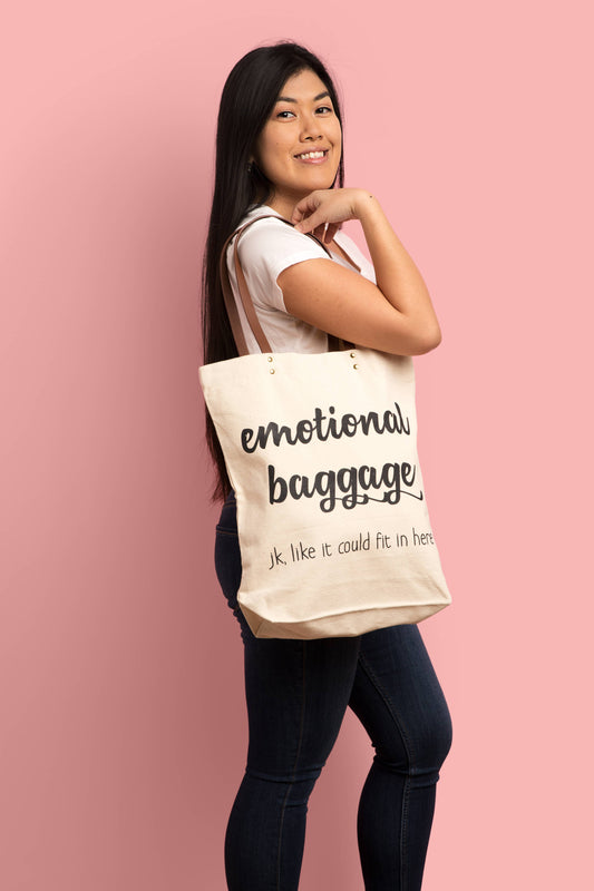 Emotional Baggage Tote Bag (grocery, unique, canvas, leather