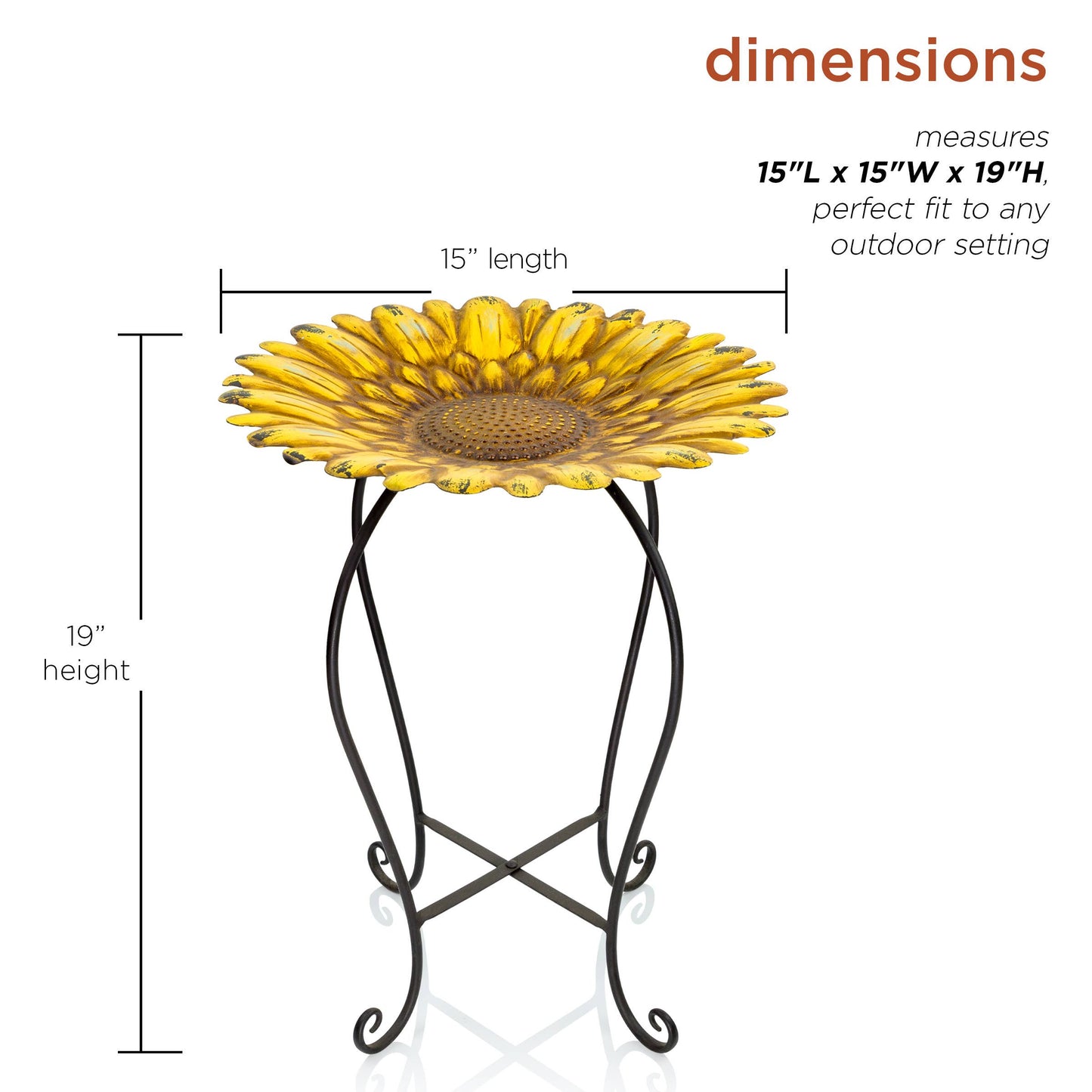 Embossed Metal Sunflower Birdbath