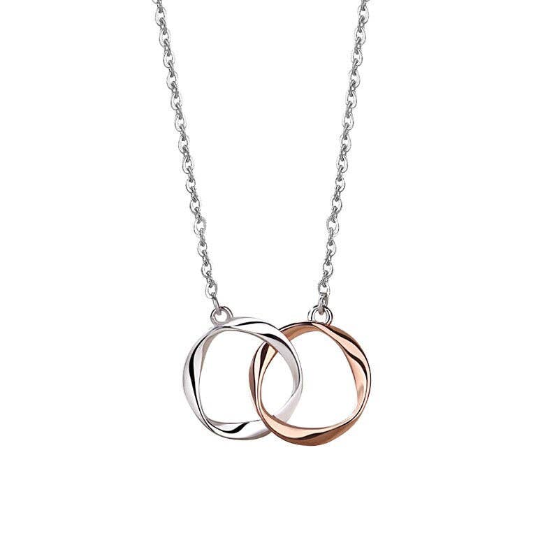 Interlocking Mobius Couple Necklace in 925 Sterling Silver