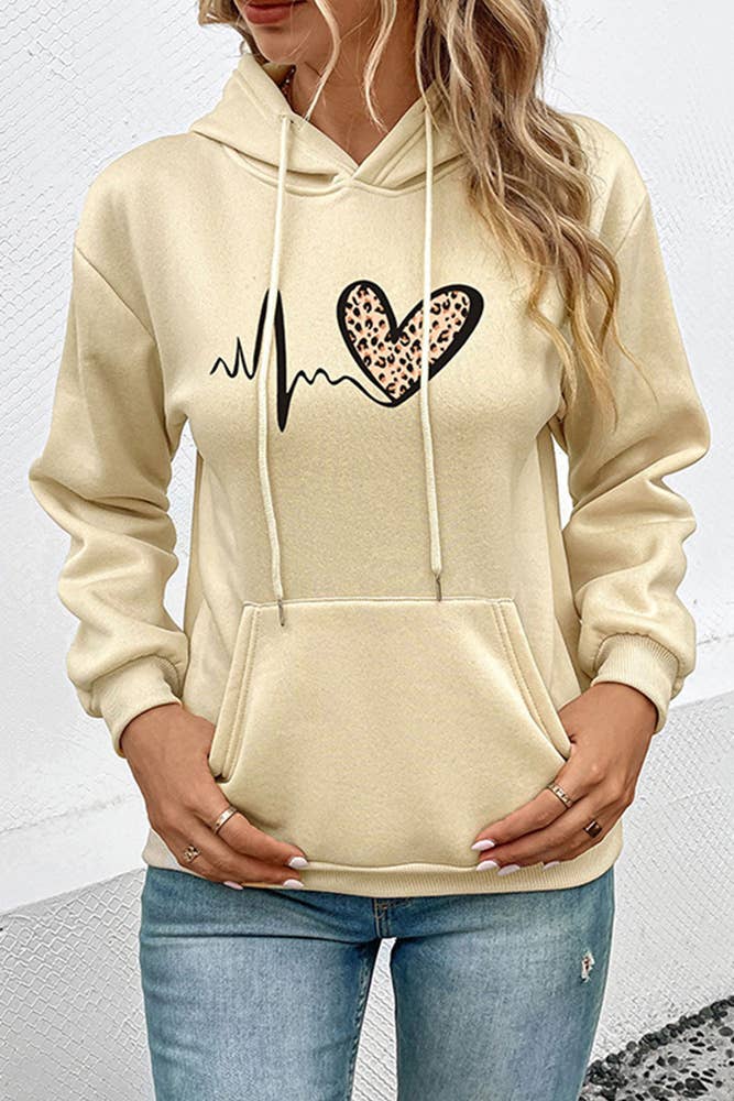 Valentine Leopard Heart Print Sweatshirt Hoodies