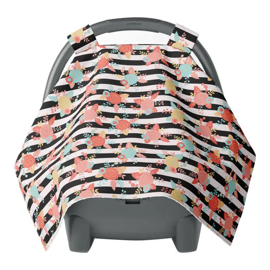 Car Seat Canopy, Striped Floral