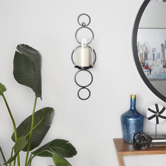 BLACK METAL SINGLE CANDLE WALL SCONCE