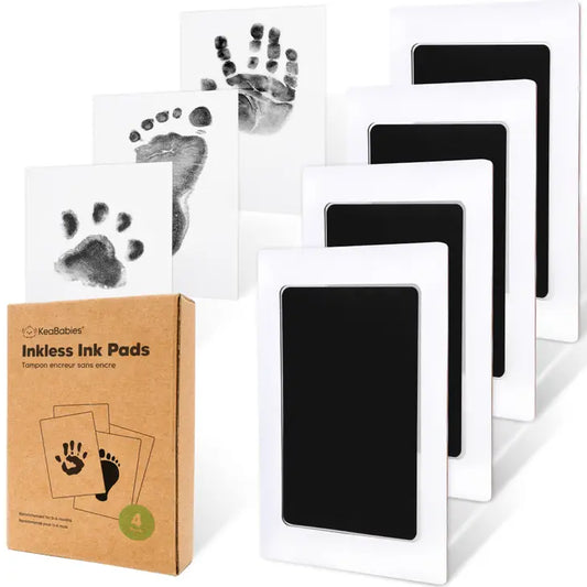 4Pk Inkless Ink Pad, Baby Footprint Kit, Dog Paw Print Kit | Jet Black / Regular