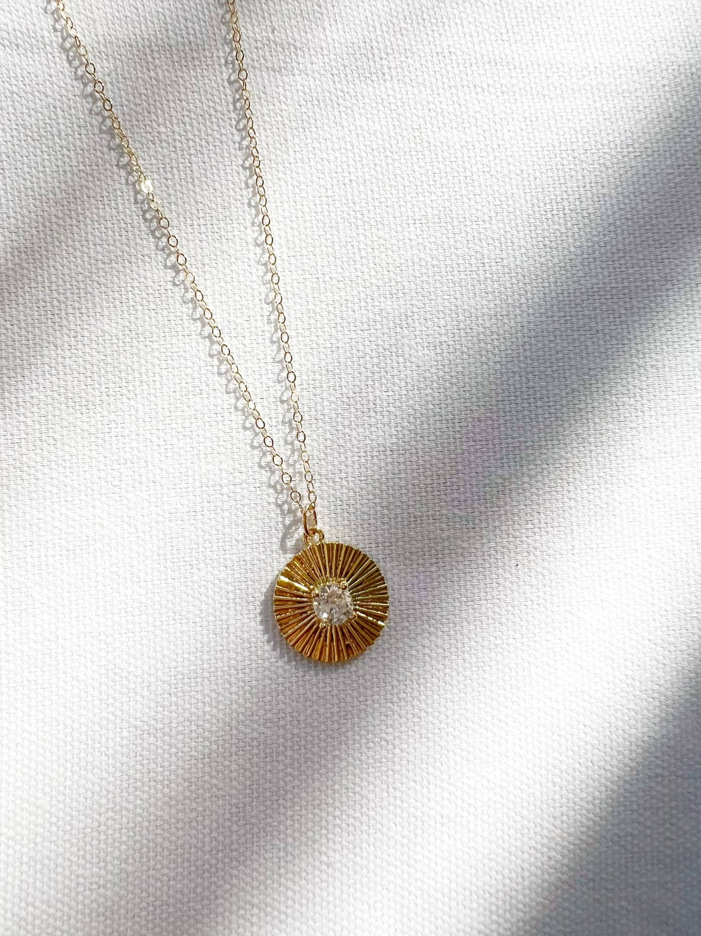 Sunburst Pendant Necklace Gold Filled